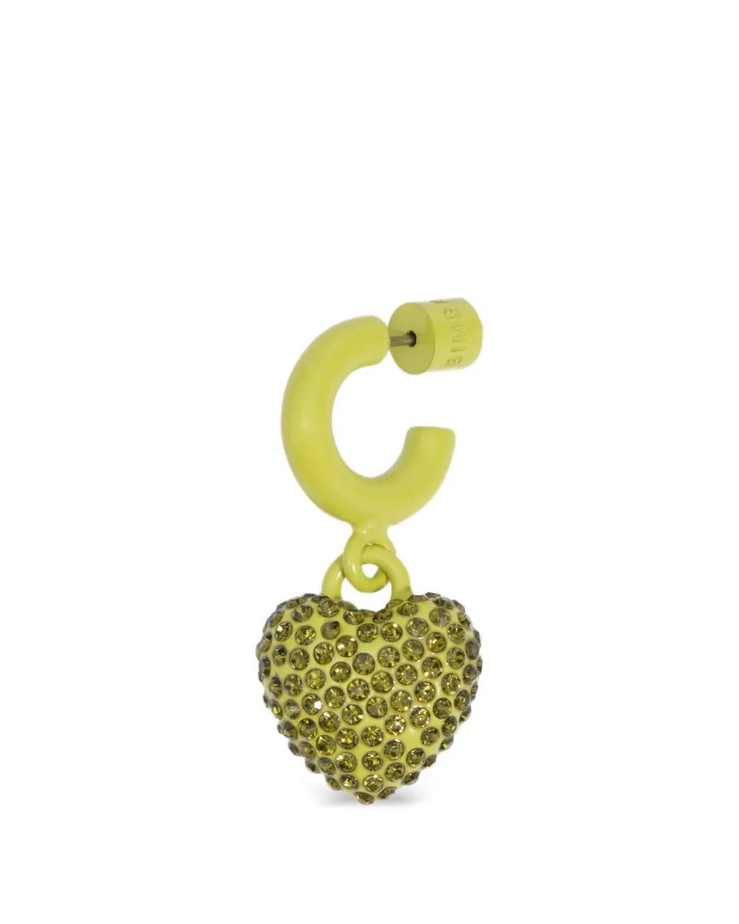 Bimba Y Lola Yellow Hoop Earrings With Lime Crystals Heart