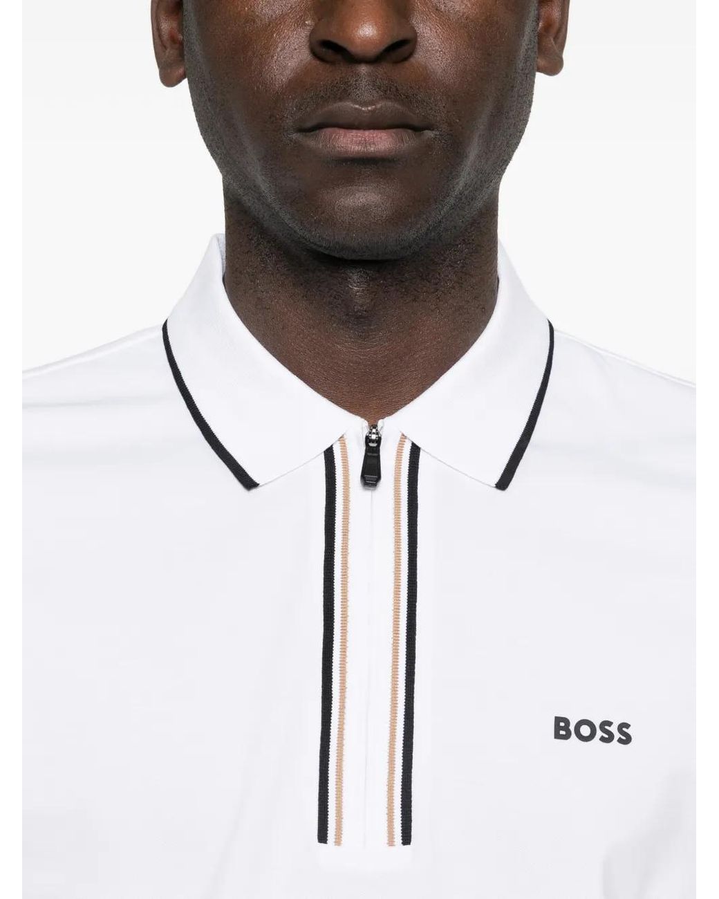 Boss White Active Slim-Fit Polo Shirt for men