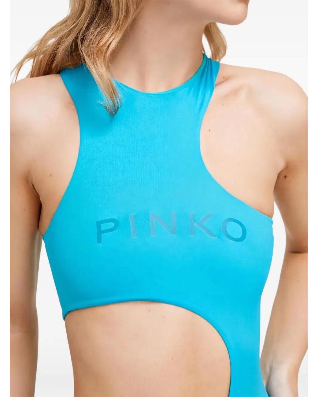 Pinko Blue Maillot De Bain À Logo Imprimé Et Dcoupes