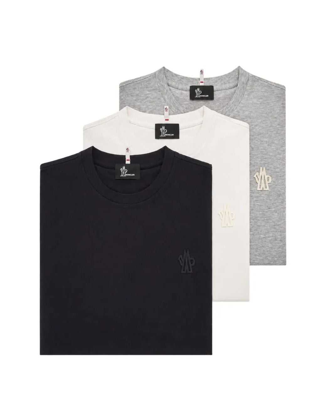 Moncler Blue Logo-Patch Short-Sleeve T-Shirt (Set Of Three) for men