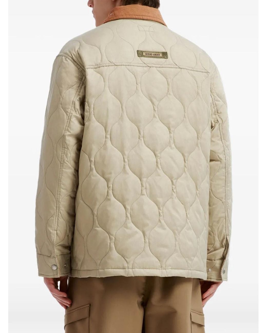 Izzue Natural Quilted Corduroy-Collar Jacket for men