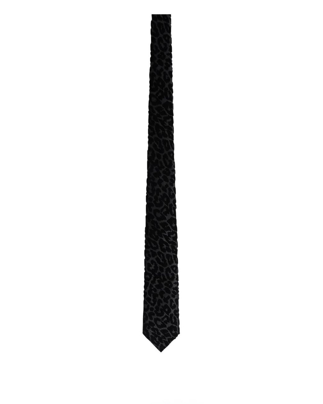 Fursac Black Leopard-Pattern Cotton Tie for men