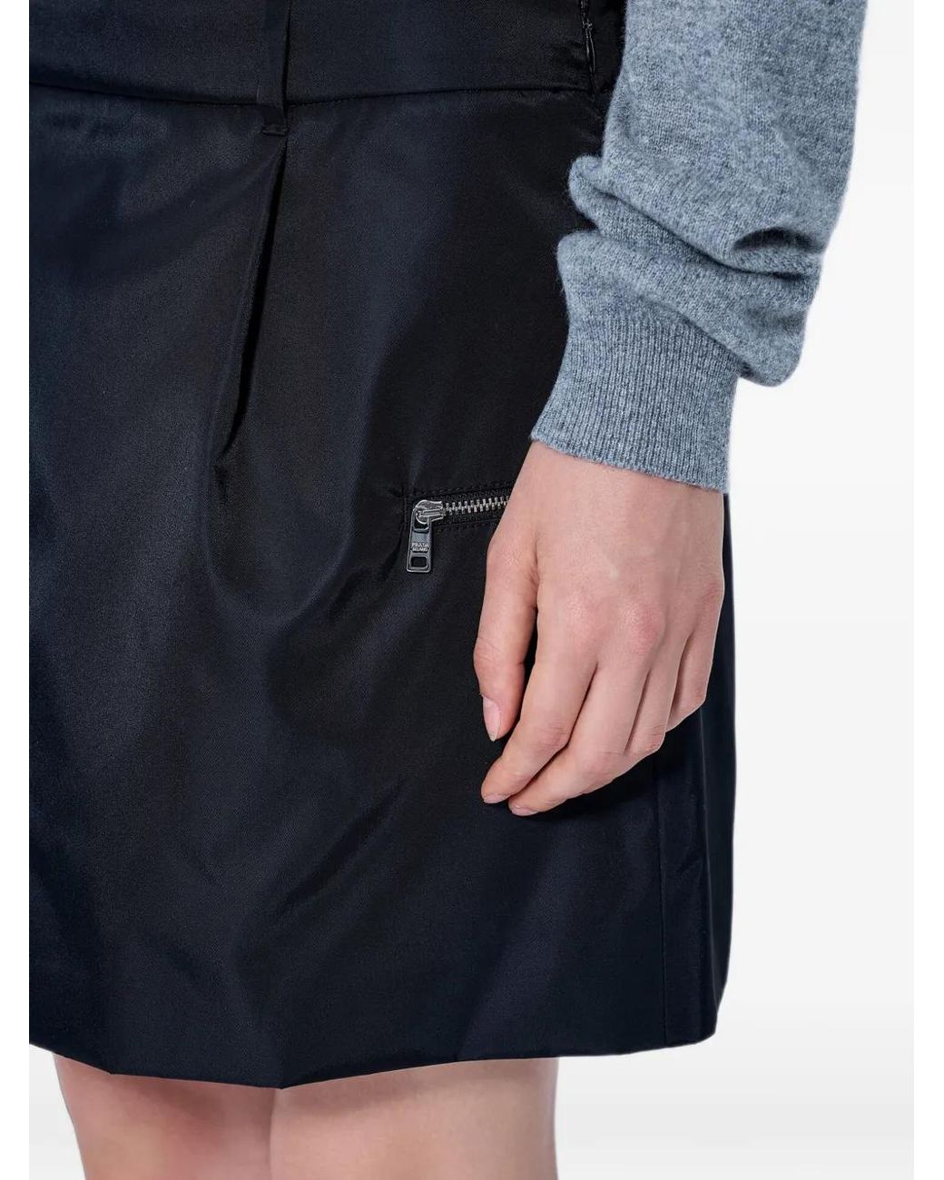Prada Blue Zip-Pocket Mini Skirt