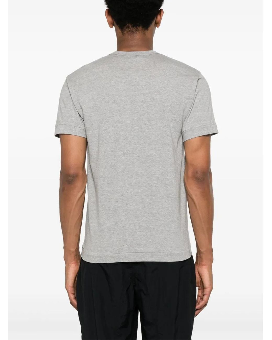 COMME DES GARÇONS PLAY Gray Double Heart-Patch T-Shirt