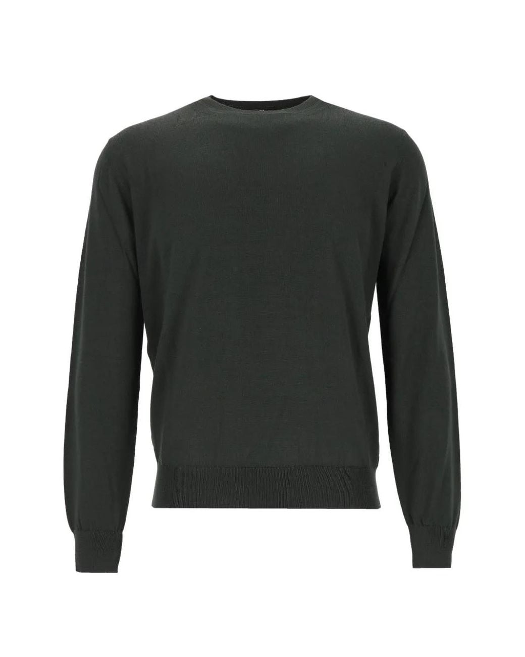Alpha Studio Black Crew-Neck Merino Wool Sweater for men