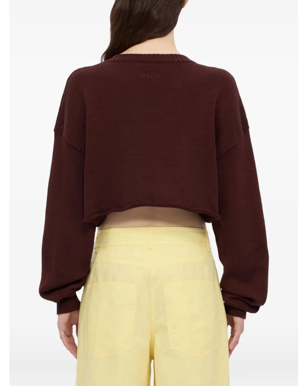 Pull Clouté À Col V MSGM en coloris Brown