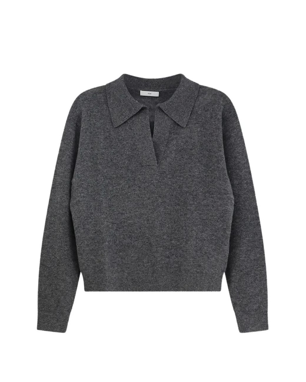R2W Gray Alize 7 Polo-Collar Cashmere Sweater