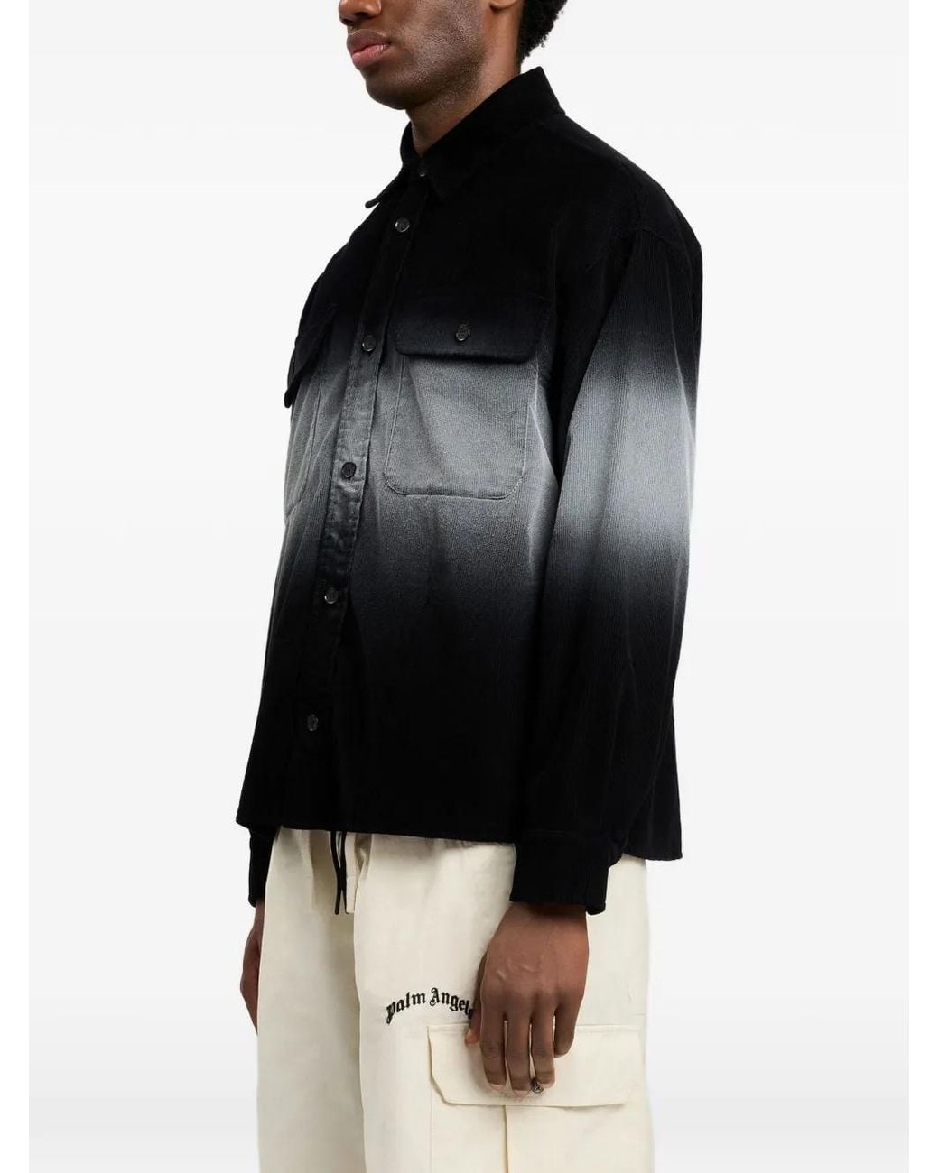Palm Angels Black Gradient-Effect Shirt Jacket for men