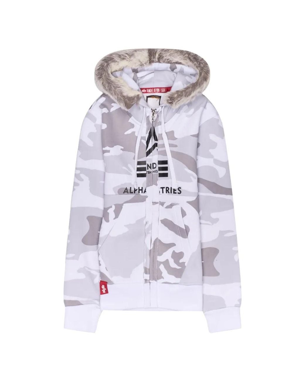 PROTOTYPES White Camouflage-Print Fur-Trimmed Hoodie for men