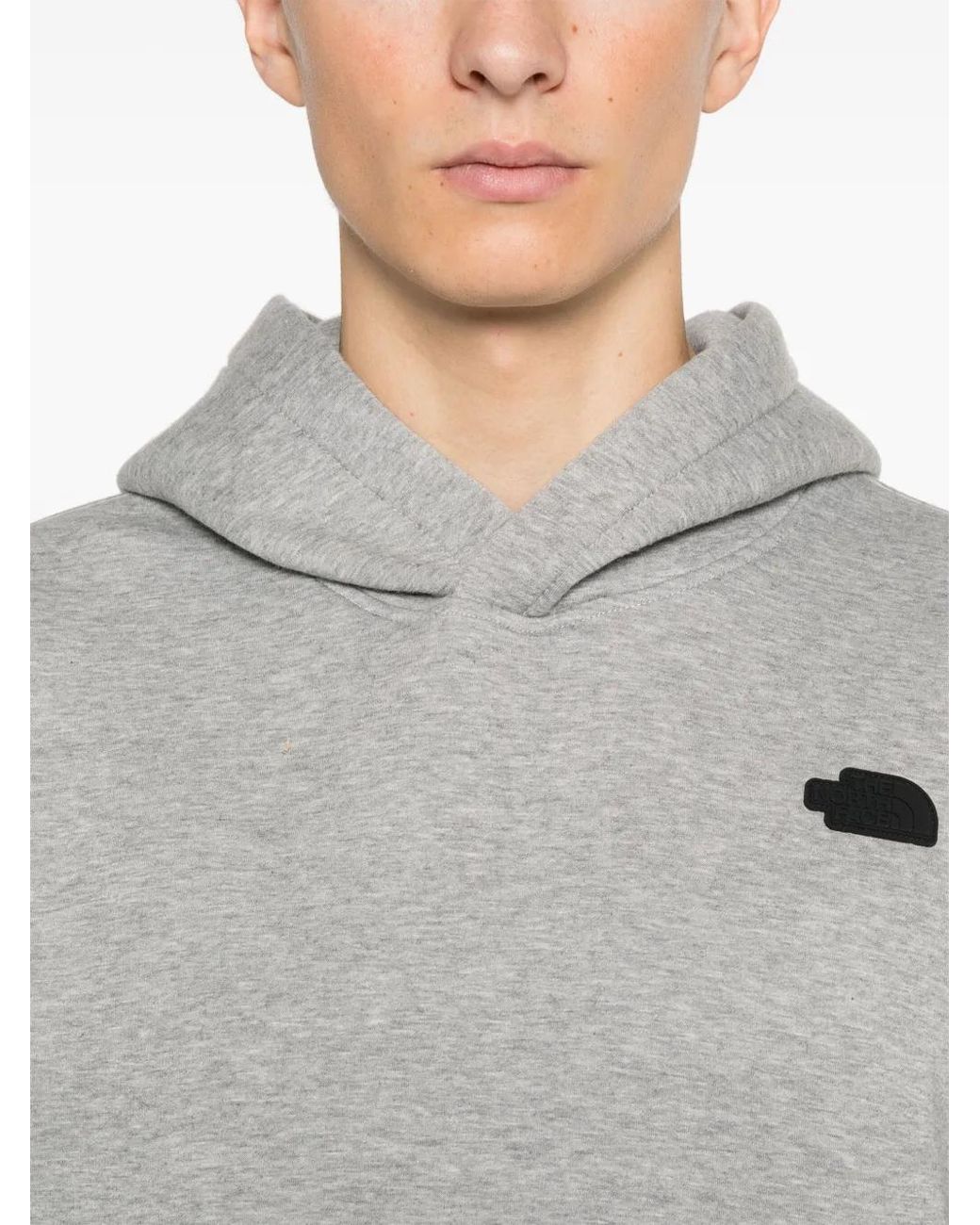 The North Face Gray Rubberised-Logo Hoodie for men