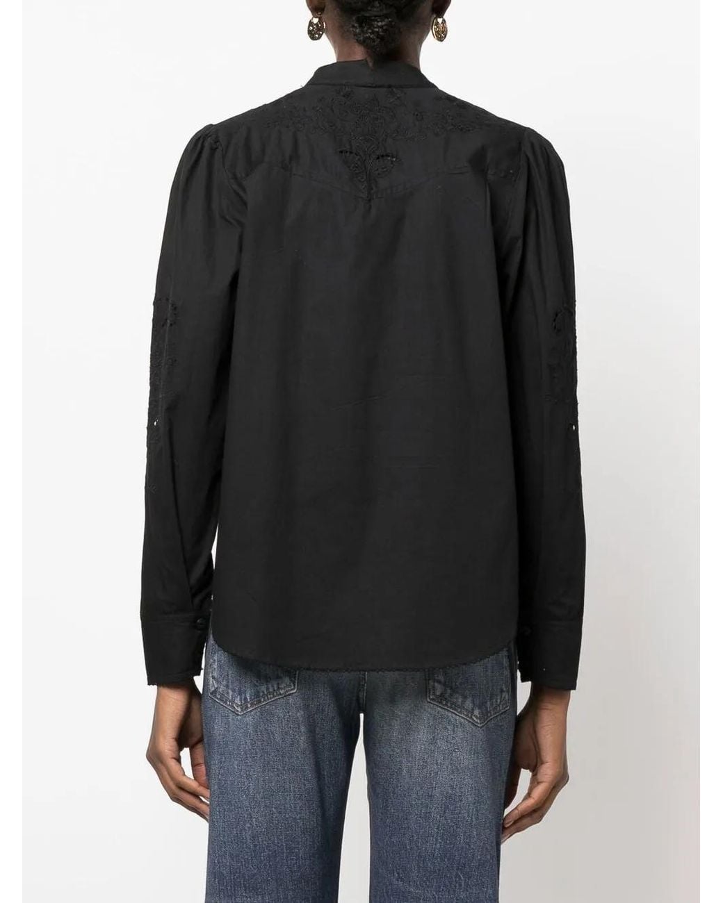 Rag & Bone Black Jade Long-Sleeve Blouse