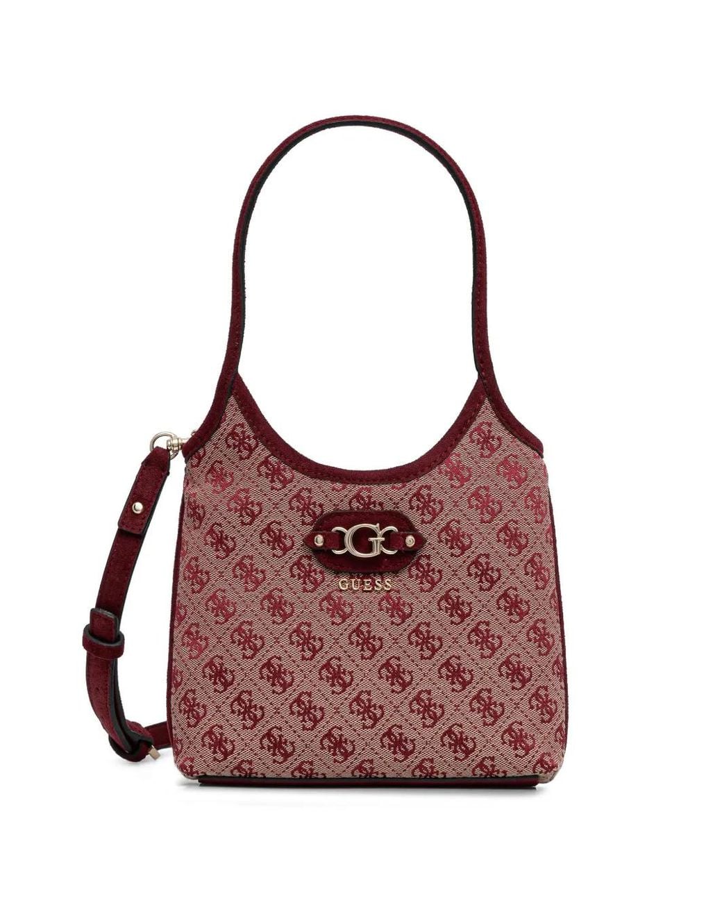 Guess Purple Mini Samantha Monogram-Print Shoulder Bag