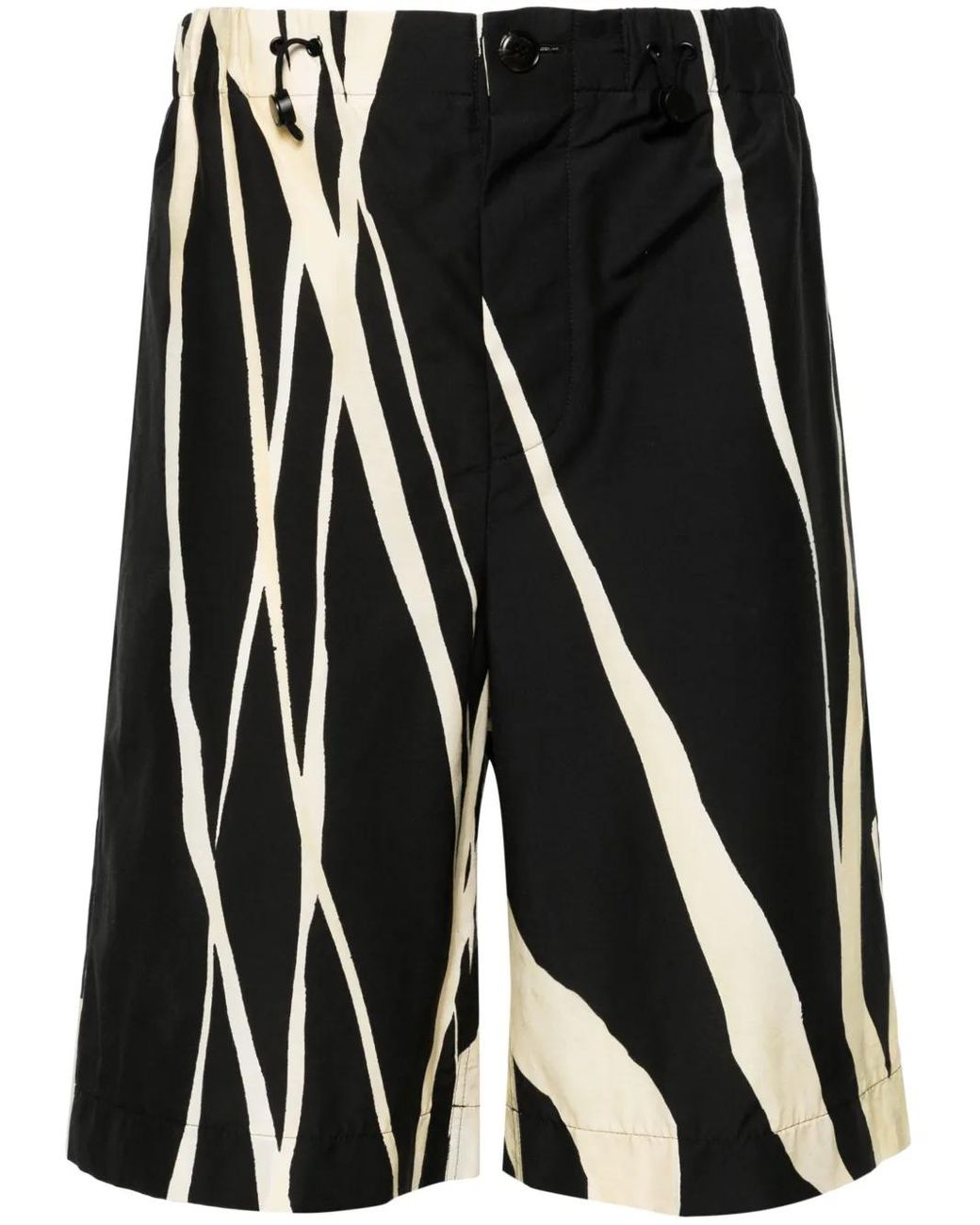 Nanushka Black Drawstring Cotton-Belnd Bermuda Shorts for men