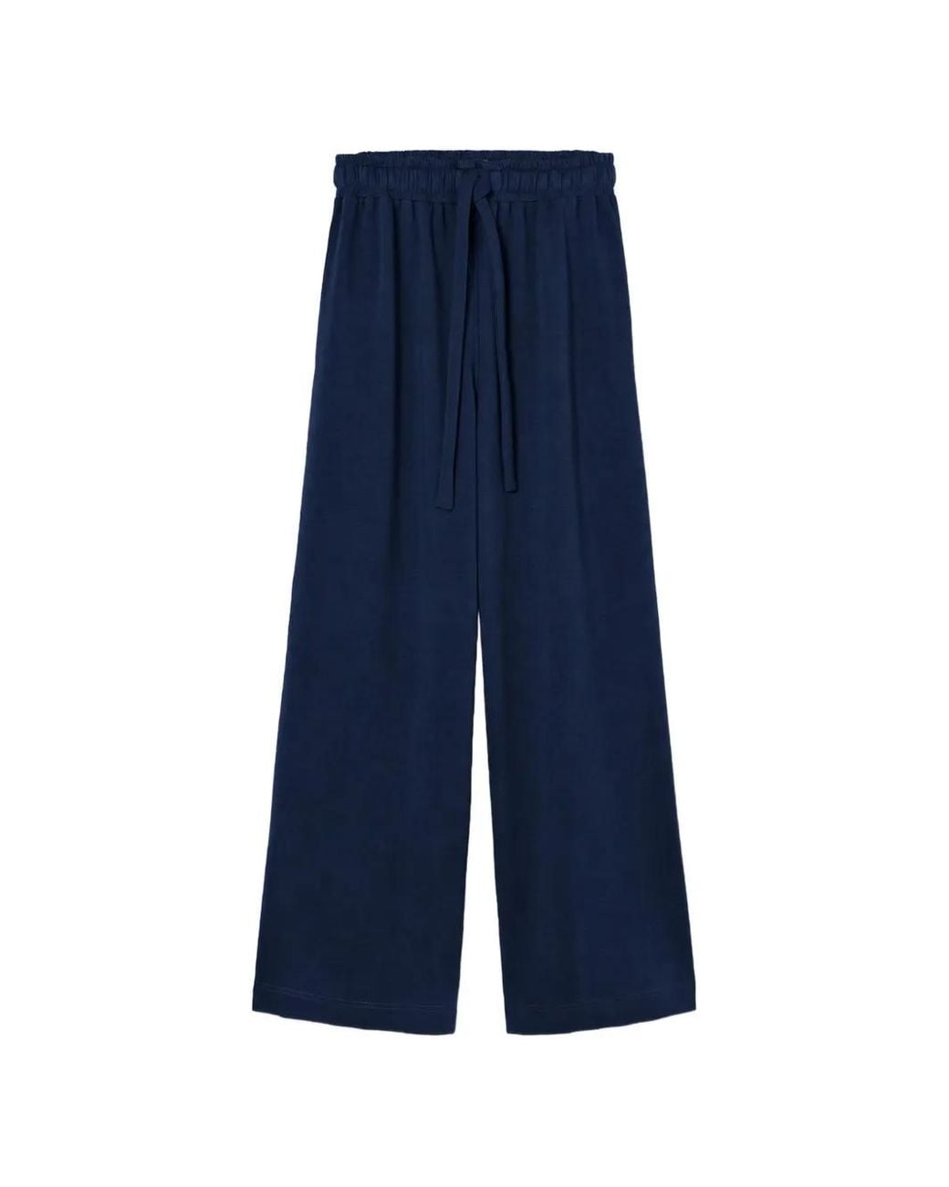 Psophia Blue Drawstring-Waist Wide-Leg Trousers