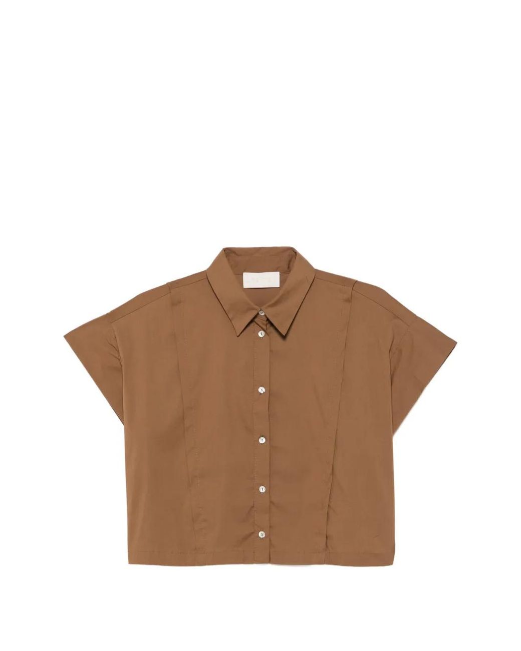 iBlues Brown Cropped Button-Down Shirt