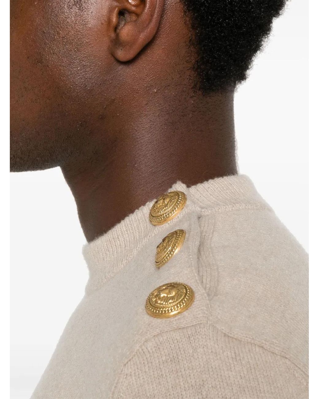 Balmain Natural Cashmere Sweater for men