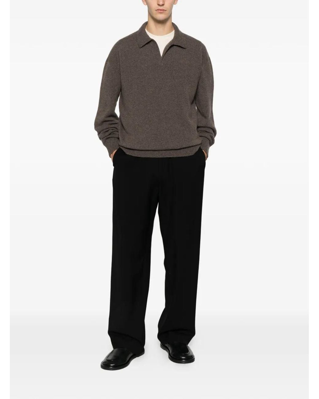 The Row Brown Leach Collared Sweater for men