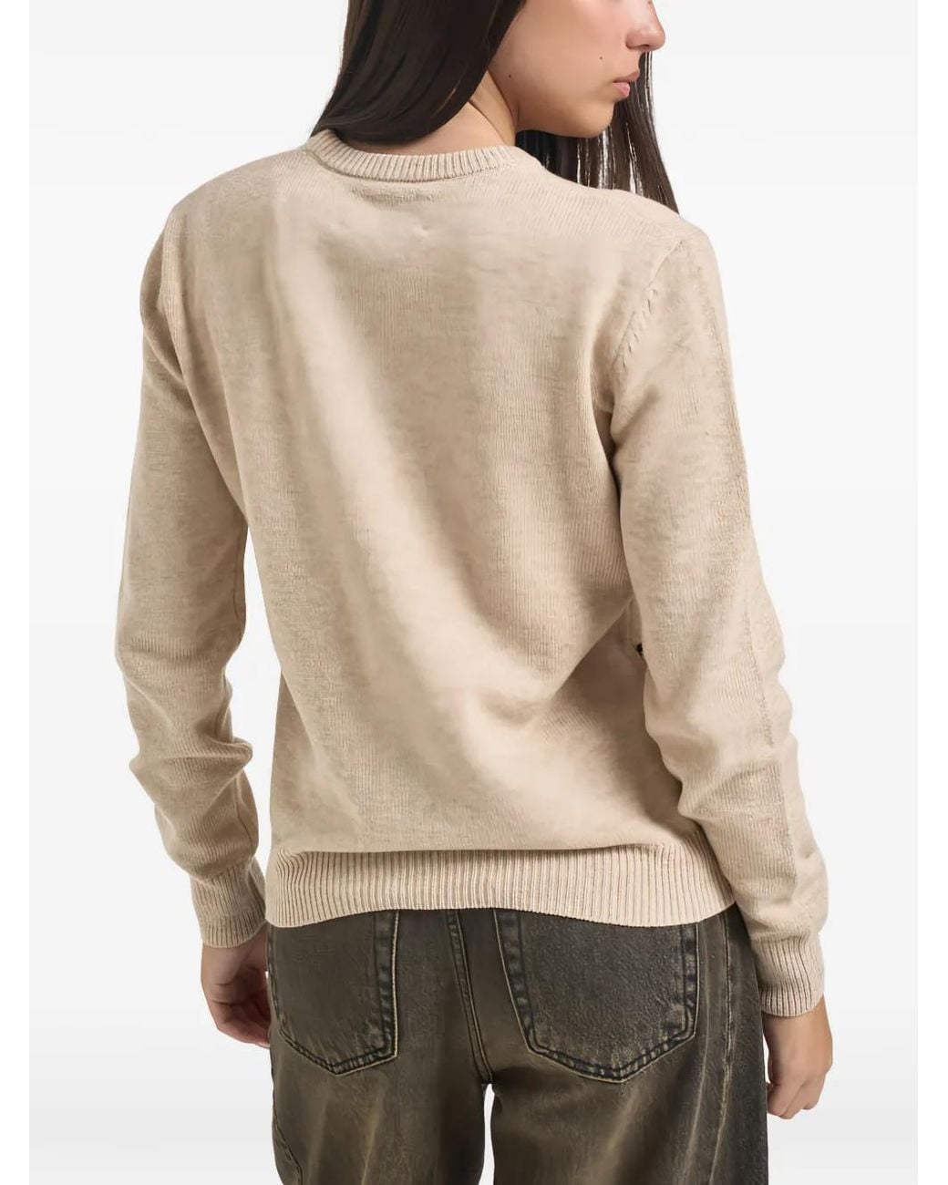 Mc2 Saint Barth Natural New Queen Graphic-Intarsia Knit Sweater