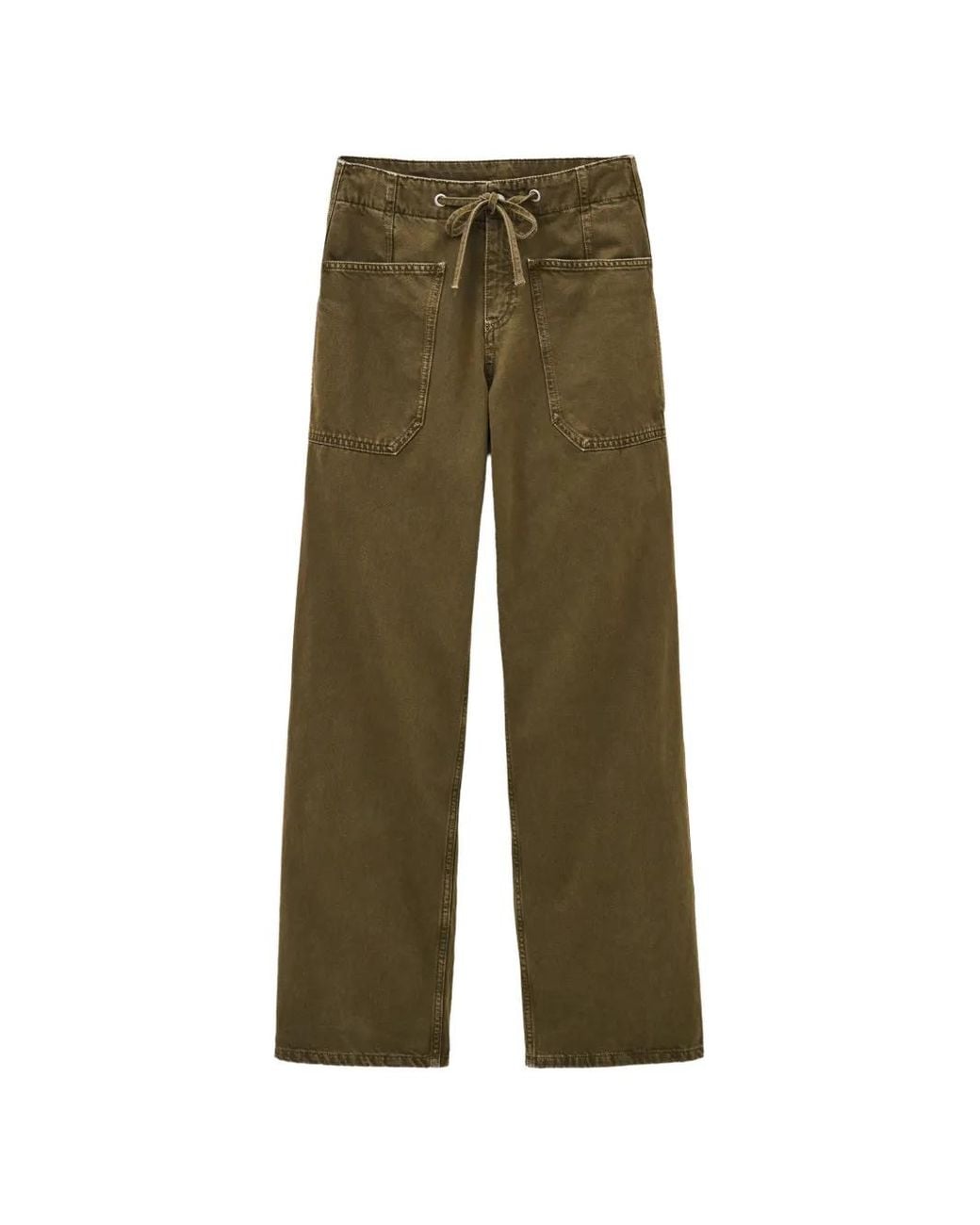 Ba&sh Green Cocy Drawstring-Waist Straight-Leg Jeans
