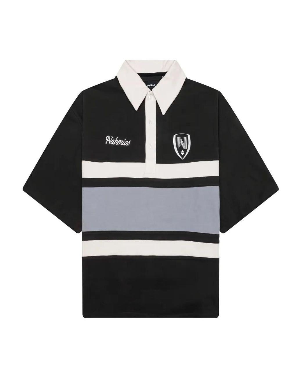 NAHMIAS Black Stripe-Panel Polo Shirt for men