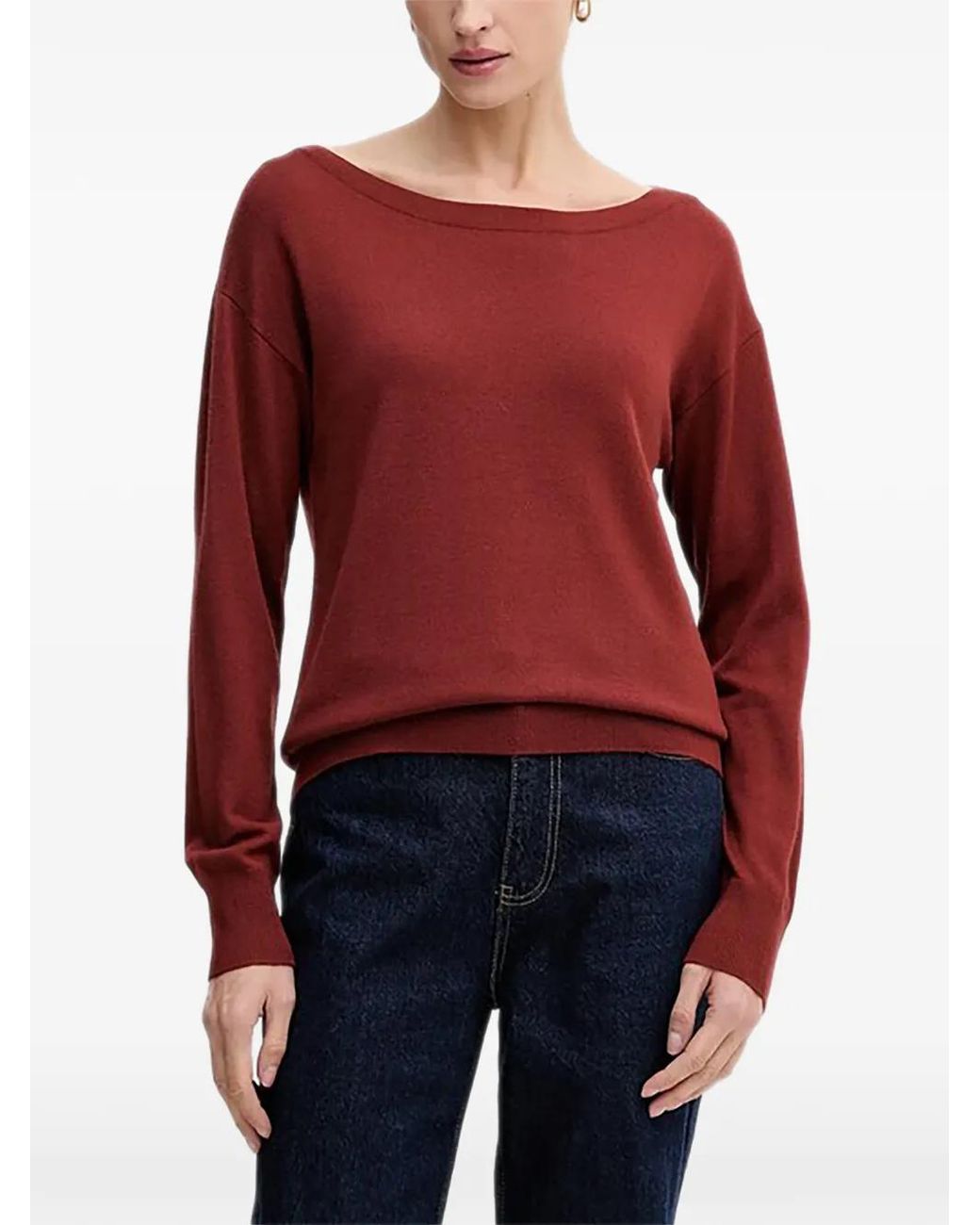 Sisley Red Boat-Neck Sweater