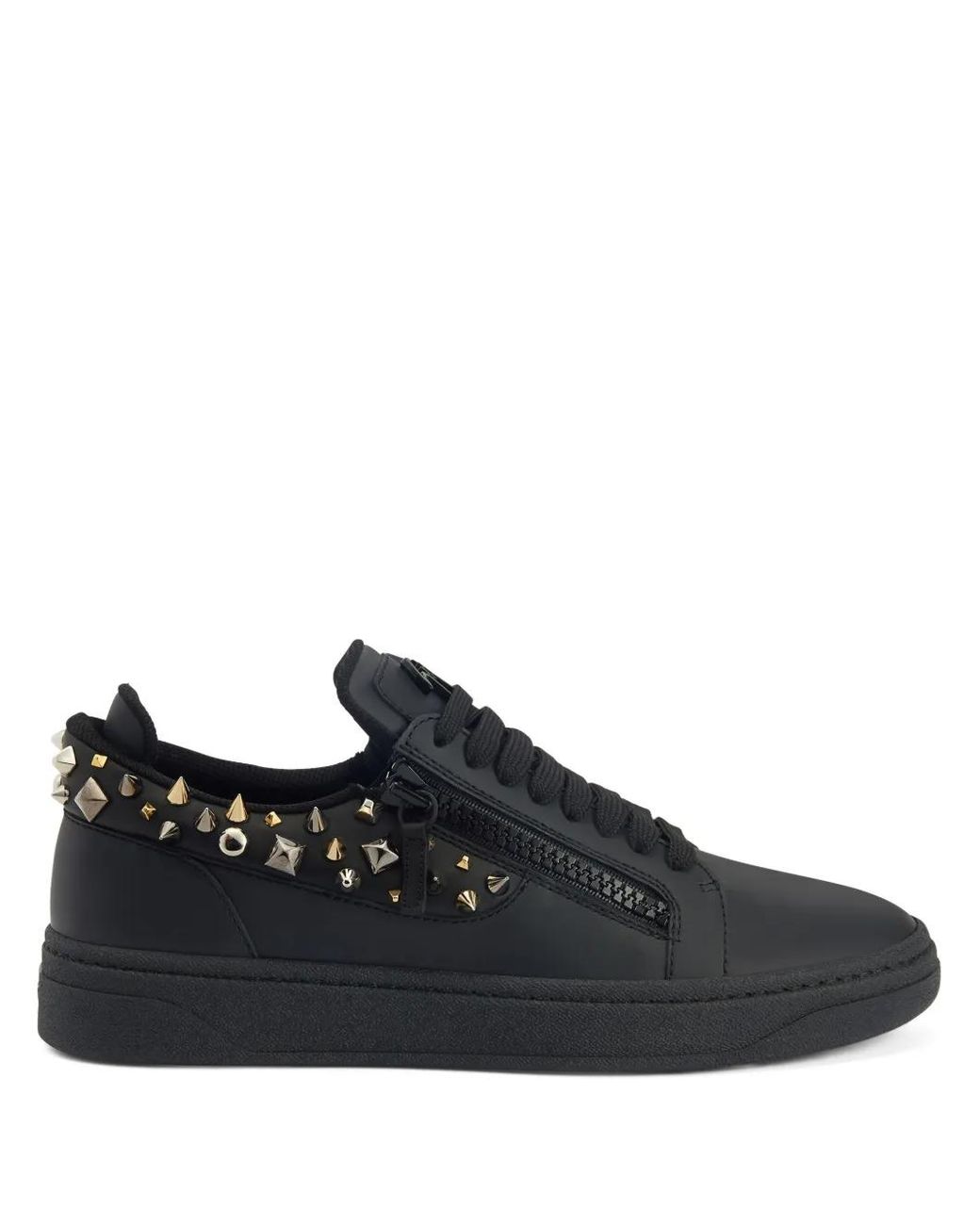 Giuseppe Zanotti Black Gz94 Stud-Embellished Double-Zip Low-Top Sneakers for men