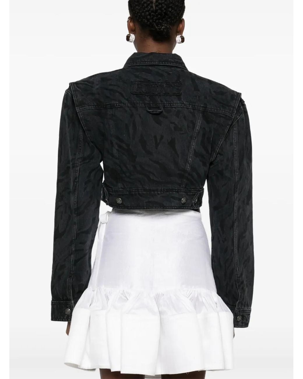 ROTATE BIRGER CHRISTENSEN Black Zebra-Print Denim Jacket