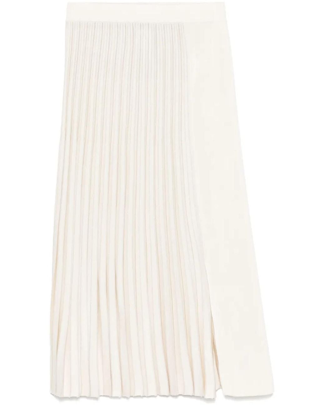 Mrz White Plissé Midi Skirt