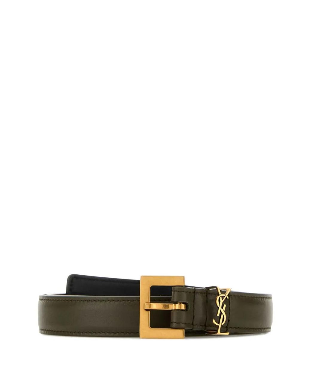 Saint Laurent Green Logo-Lettering Belt