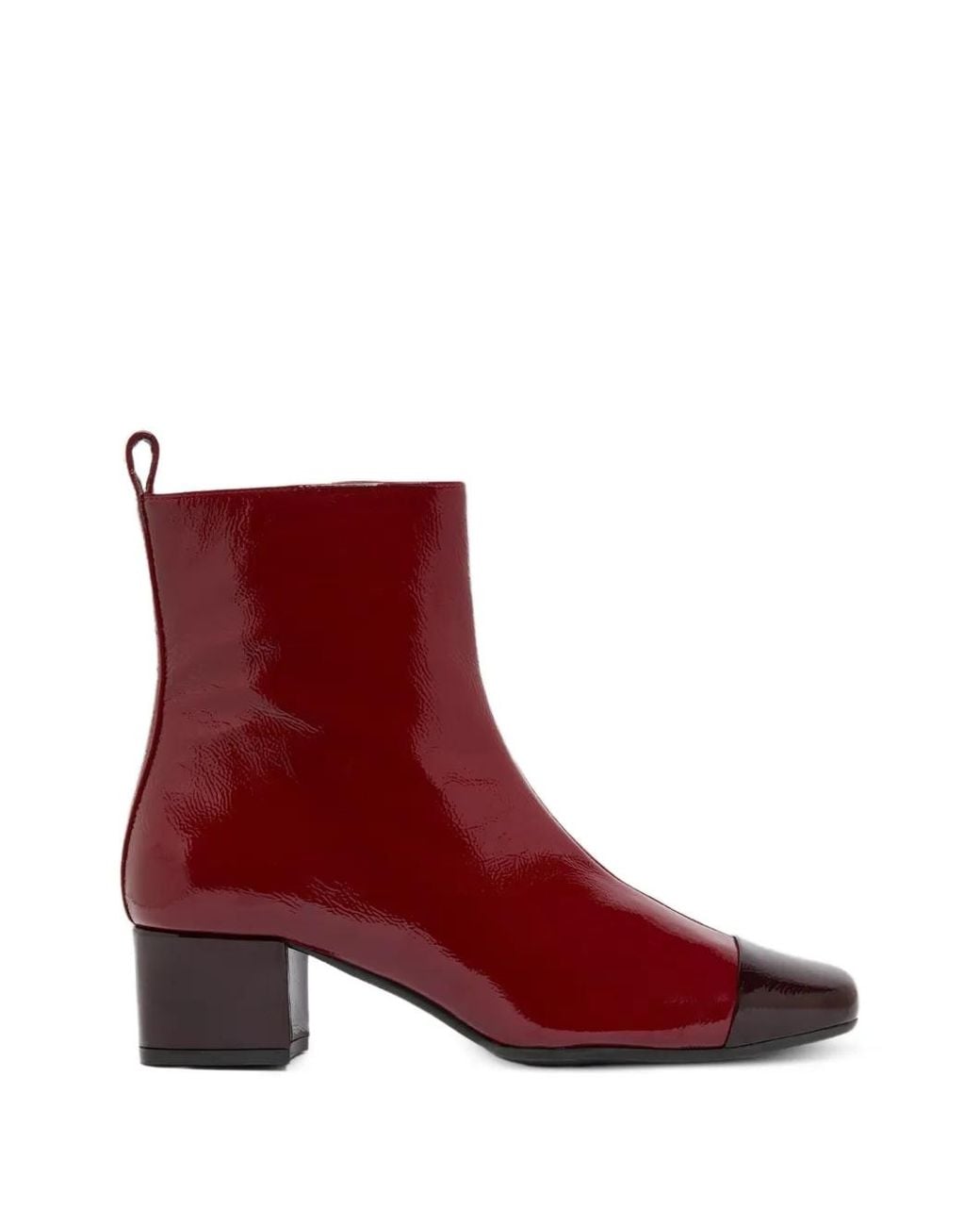 CAREL PARIS Red Bottines Esther En Cuir Verni