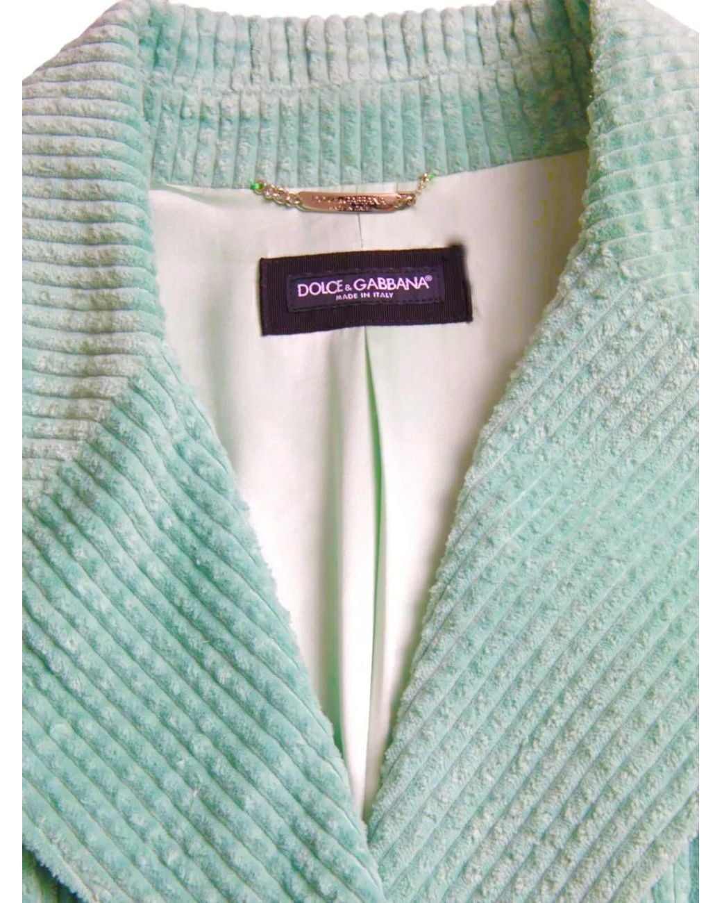 Dolce & Gabbana Blue Double-Breasted Corduroy Coat for men