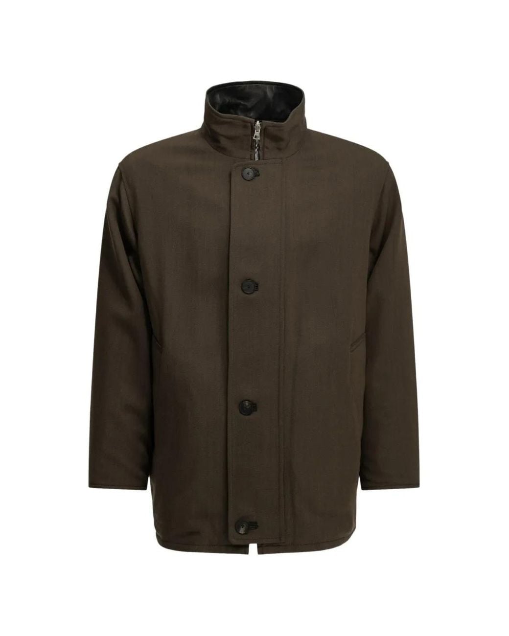 Auralee Brown Reversible High-Neck Jacket for men