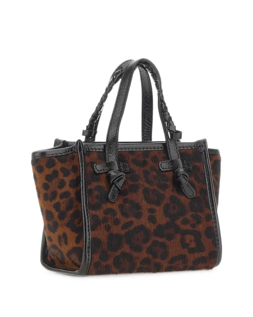 MARCELLA CLUB Brown Miss Marcella Animal-Print Leather Shoulder Bag