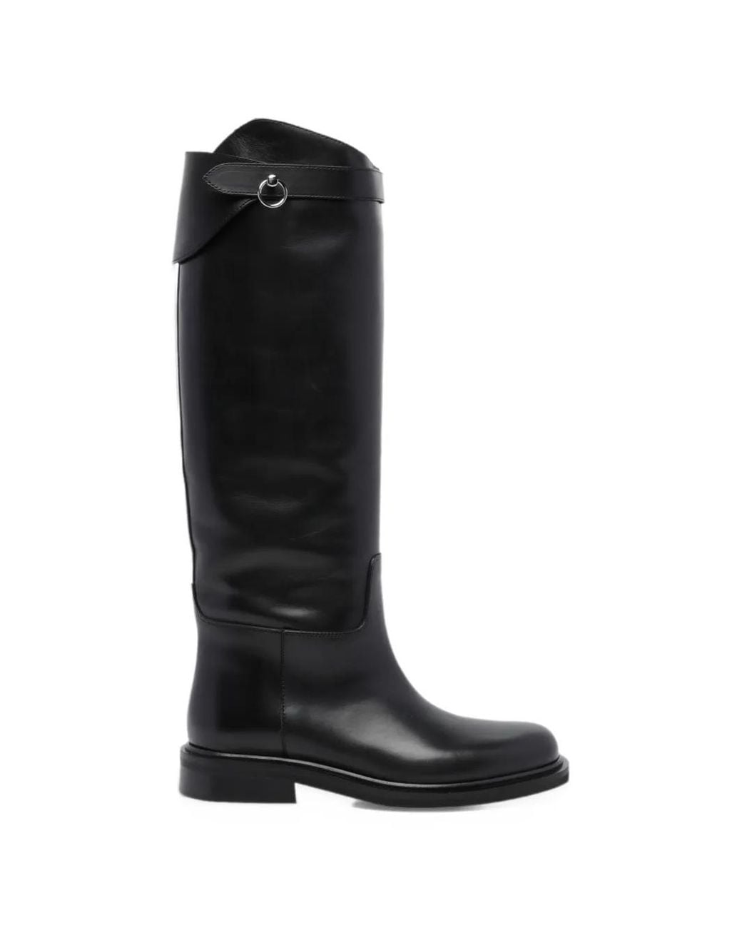 Poeve Black Fibi Buckle-Strap Knee-High Boots
