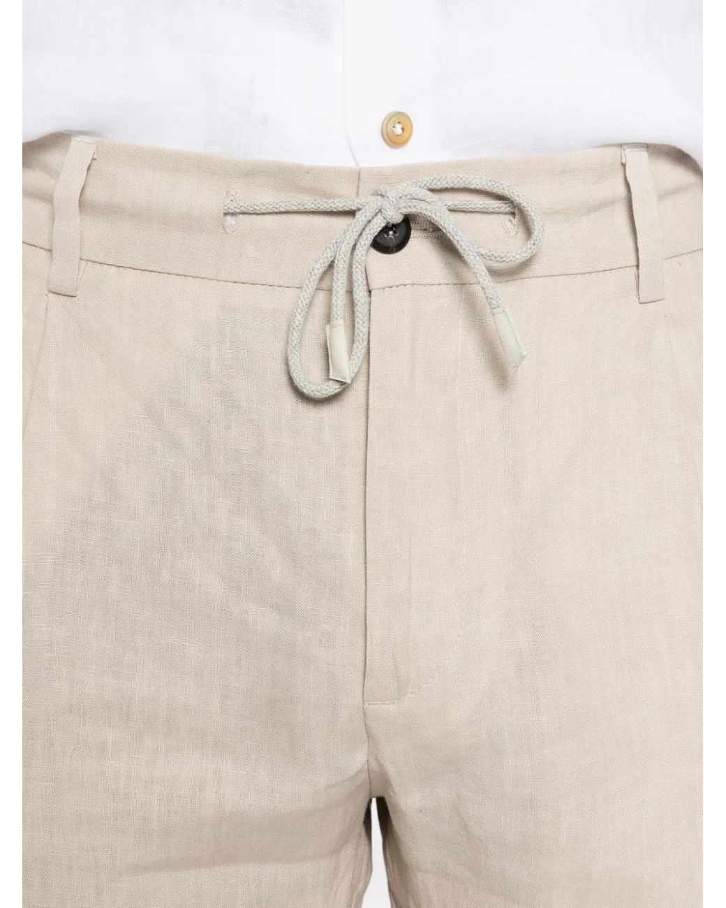 Eleventy White Drawstring Pleated Trousers for men