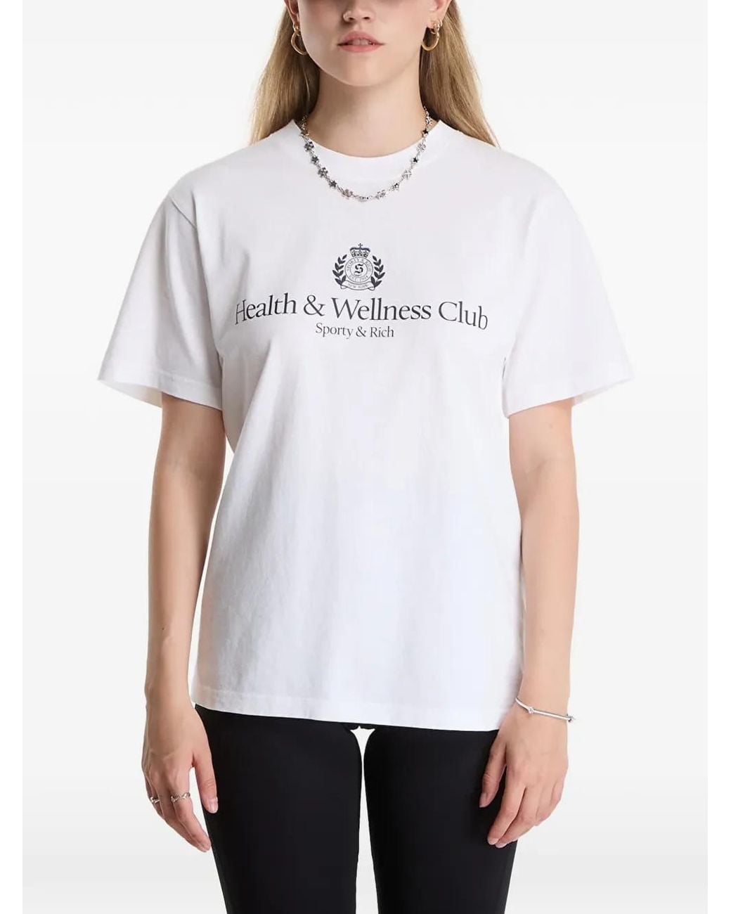 Sporty & Rich White Health & Wellness Club Crest T-Shirt