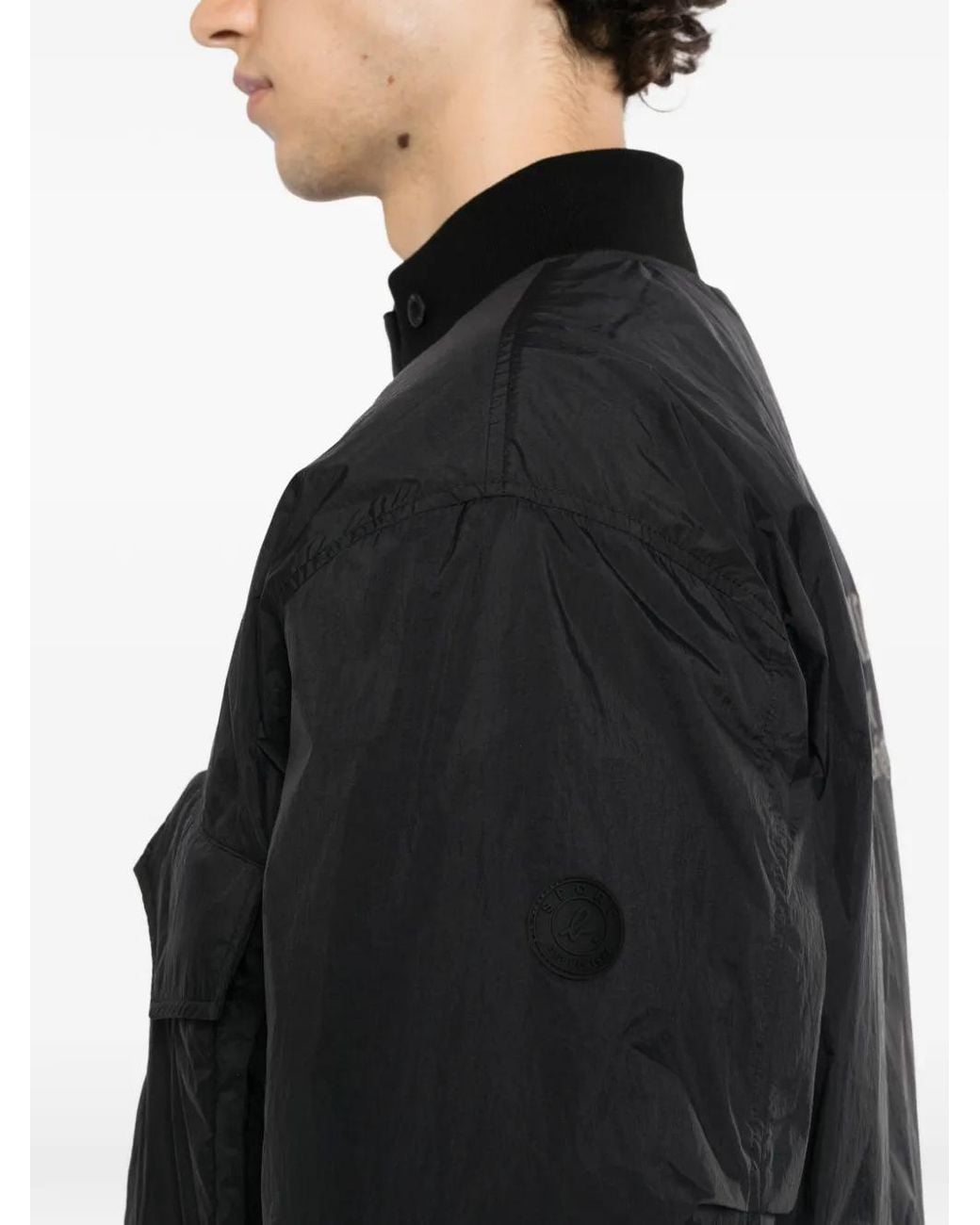 SPORT b. by agnès b. Black Logo-Patch Bomber Jacket for men