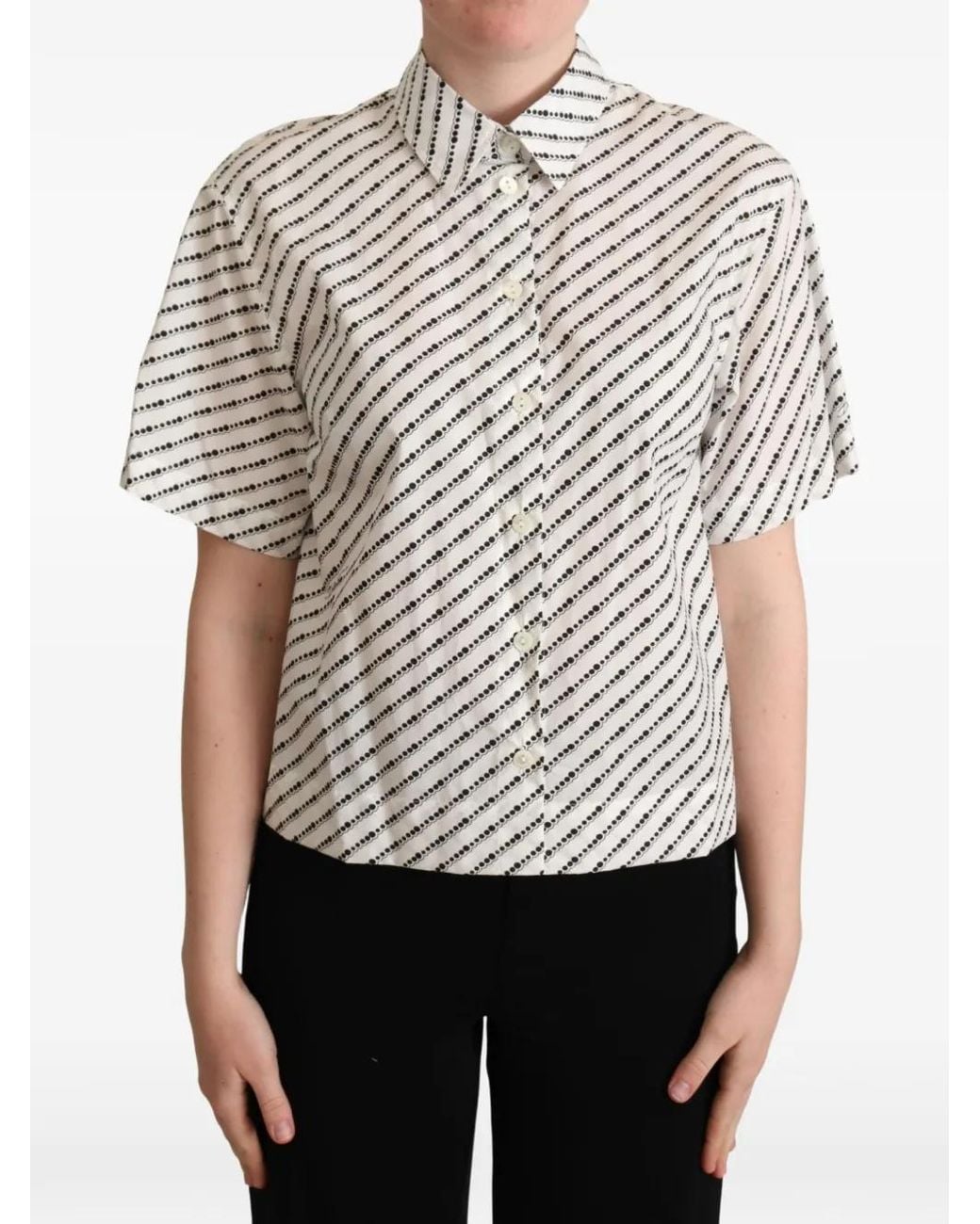 Dolce & Gabbana Gray Dotted-Print Short-Sleeve Shirt