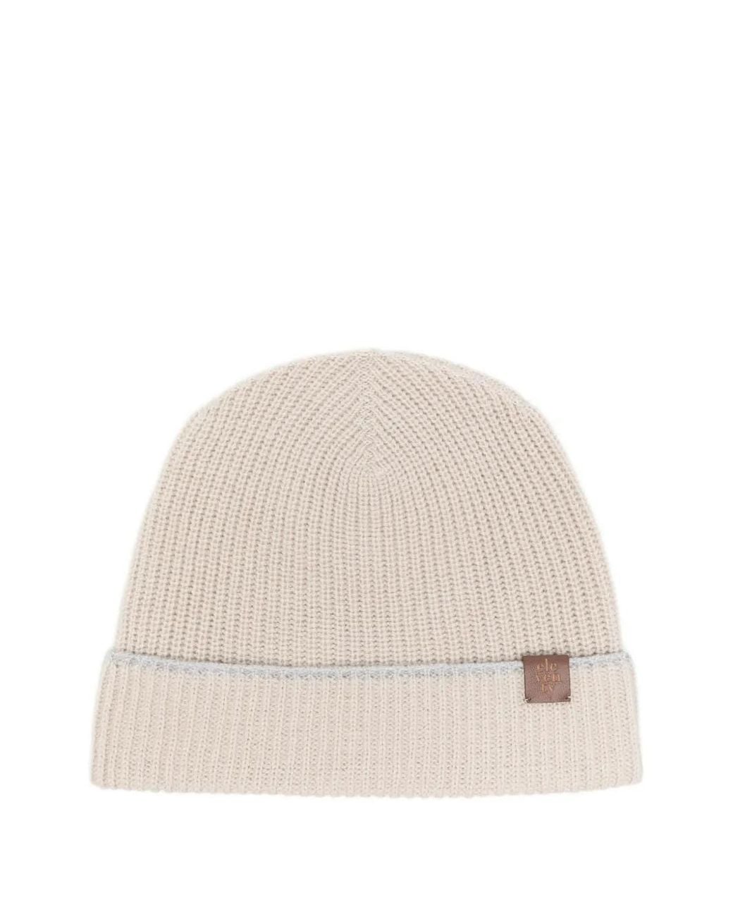 Eleventy Gerippte Beanie Mit Logo-Patch in Natural für Herren