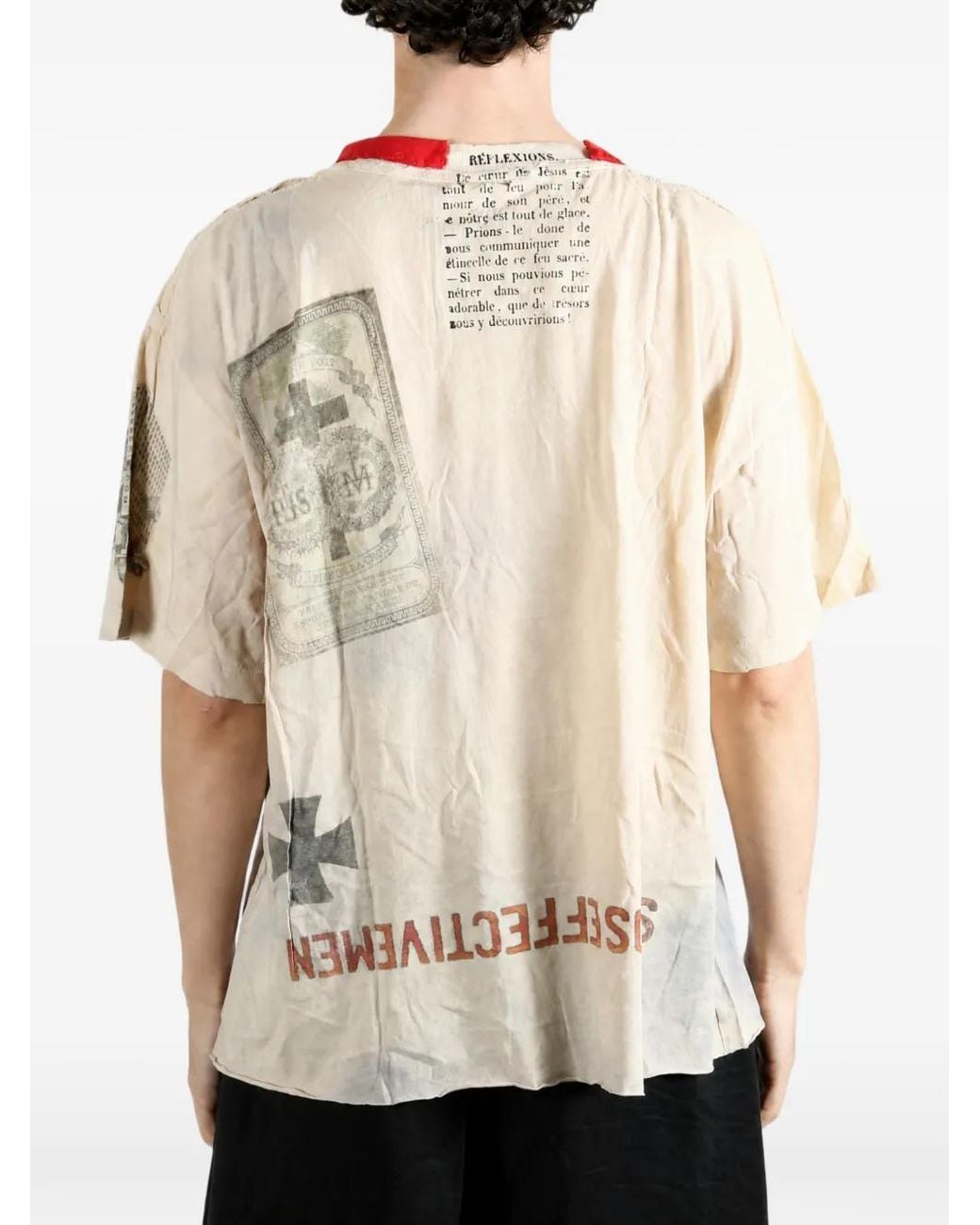 SAITOS Pink Harrison Ghost Distressed T-Shirt
