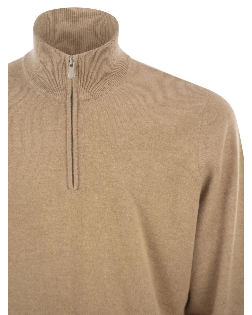 Brunello Cucinelli Natural Pull Zippée En Cachemire for men