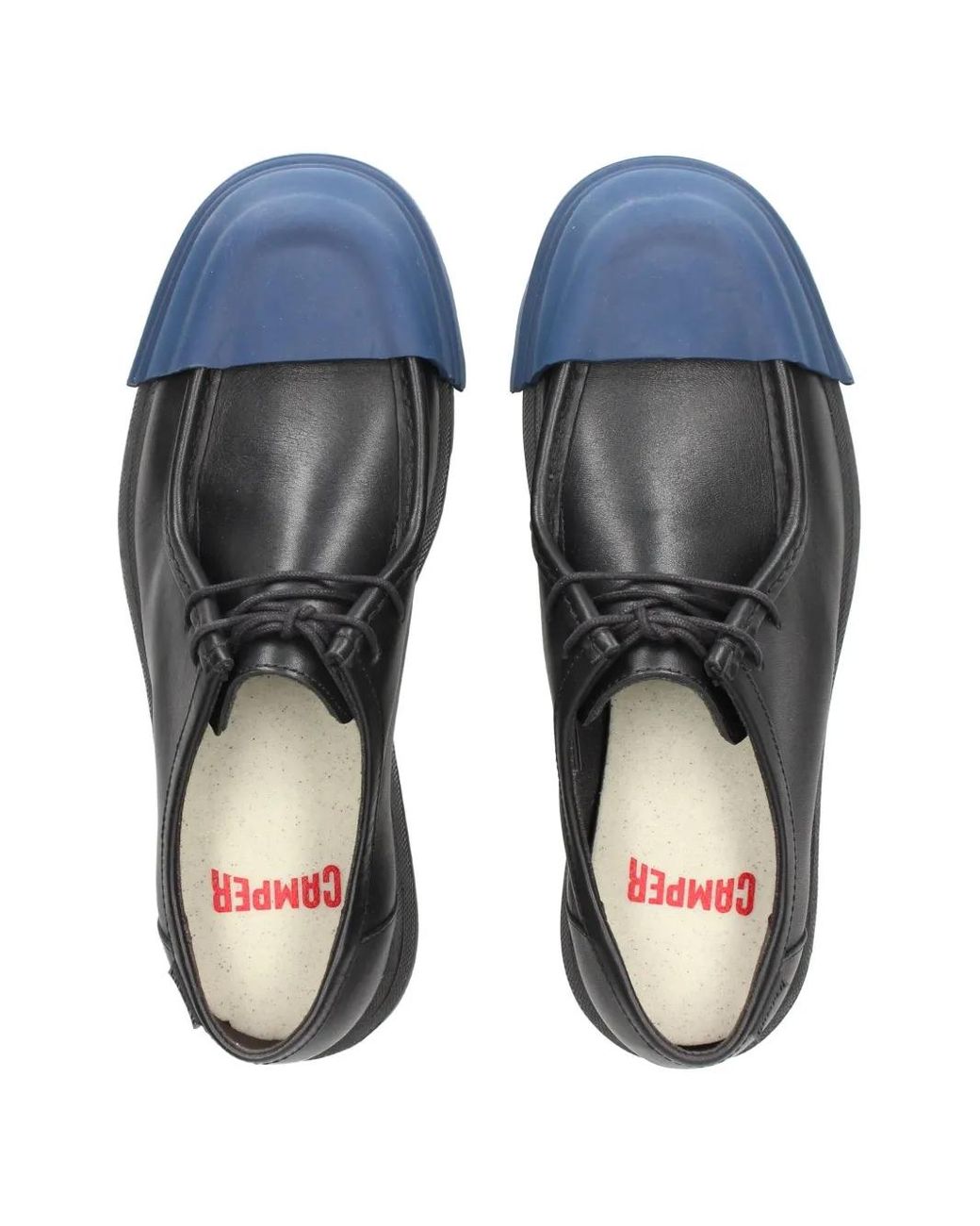 Camper Black Junction Leather Rubber-Toe Cap Shoes for men