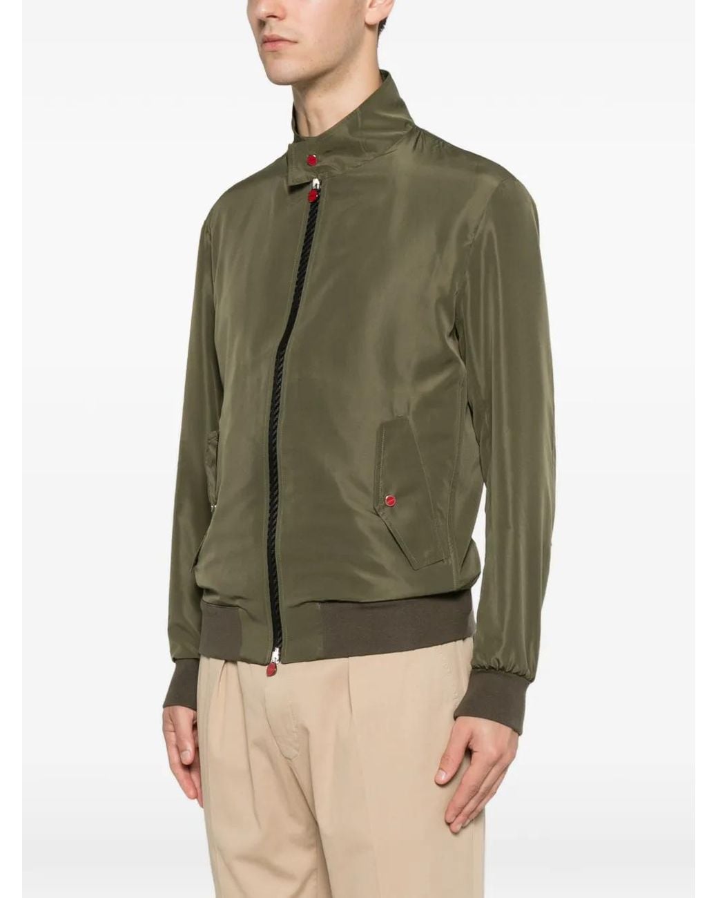Kiton Green Zip-Up Bomber Jacket for men