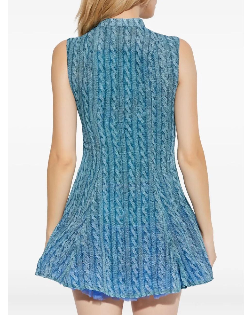 AVAVAV Blue Cable-Print Minidress
