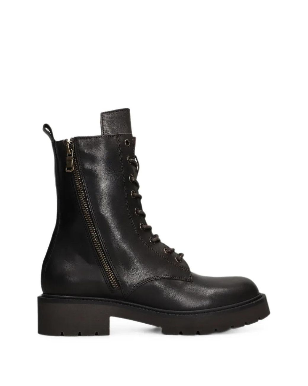 Julie Dee Black Lace-Up Side-Zip Boots