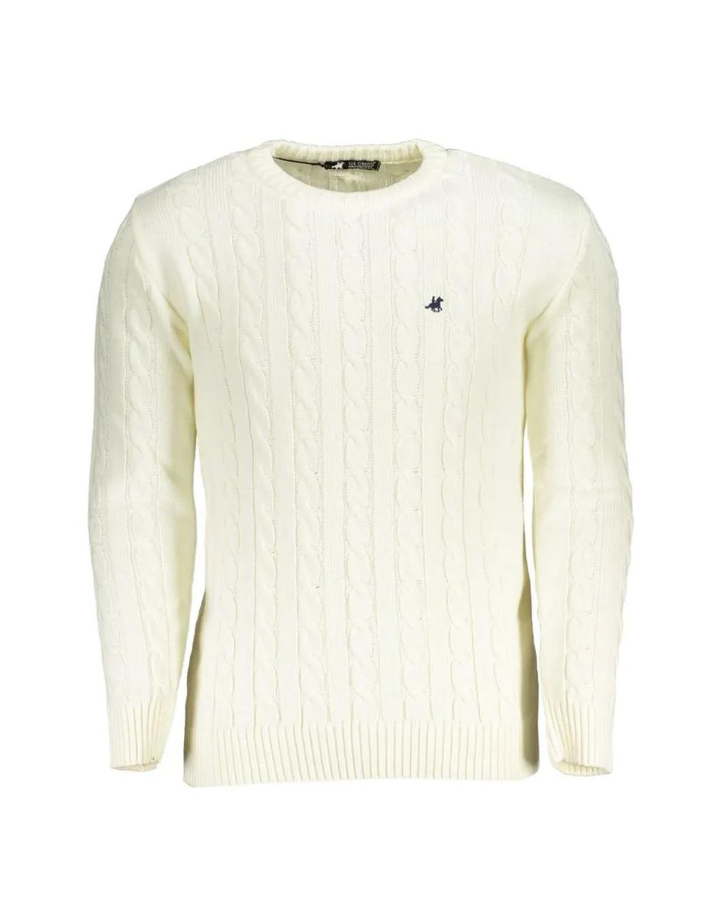 U.S. Grand White Pull En Maille Torsadée for men