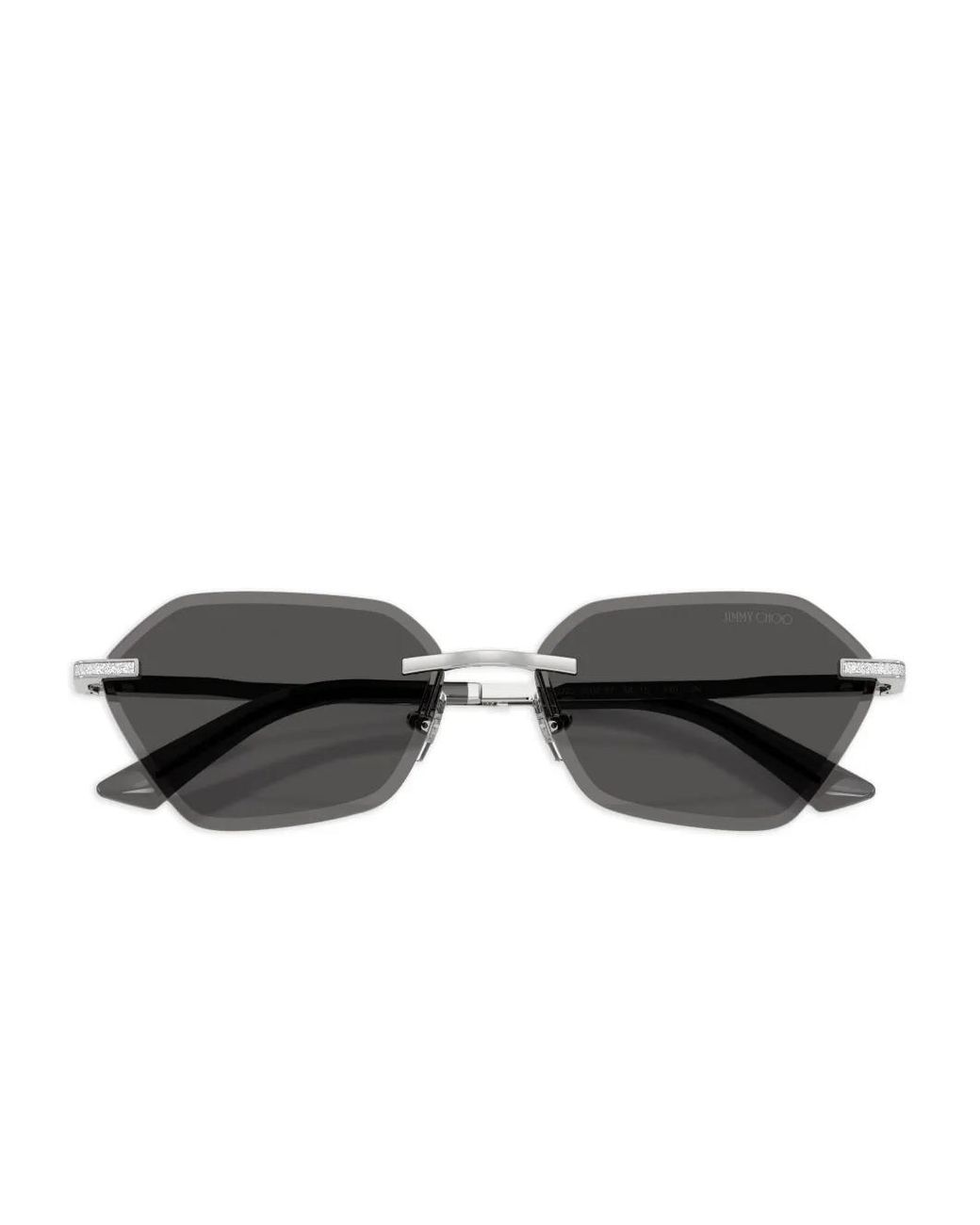 Jimmy Choo Gray Geometric-Frame Glitter-Detail Sunglasses