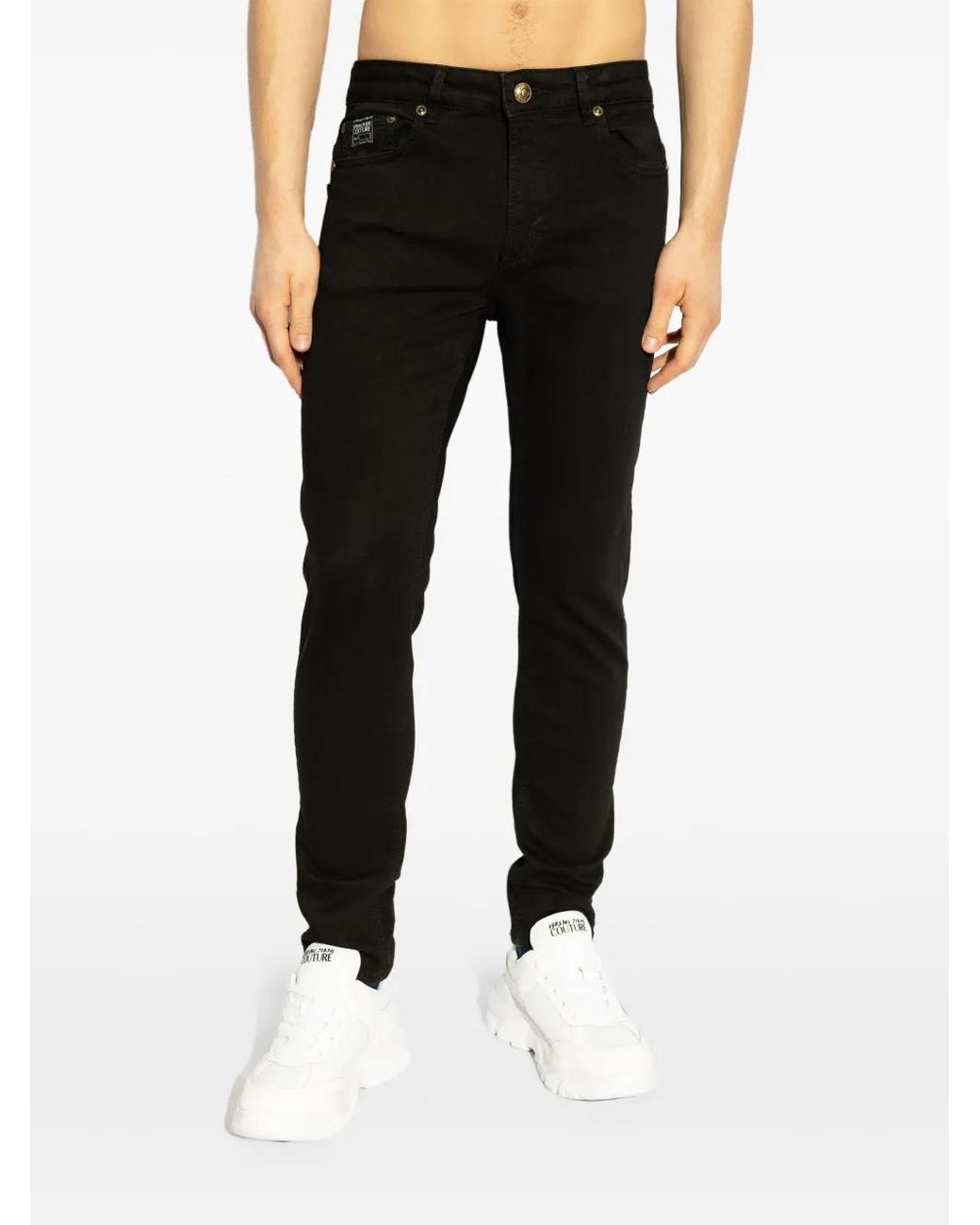 Versace Jeans Couture Black Logo-Patch Jeans for men