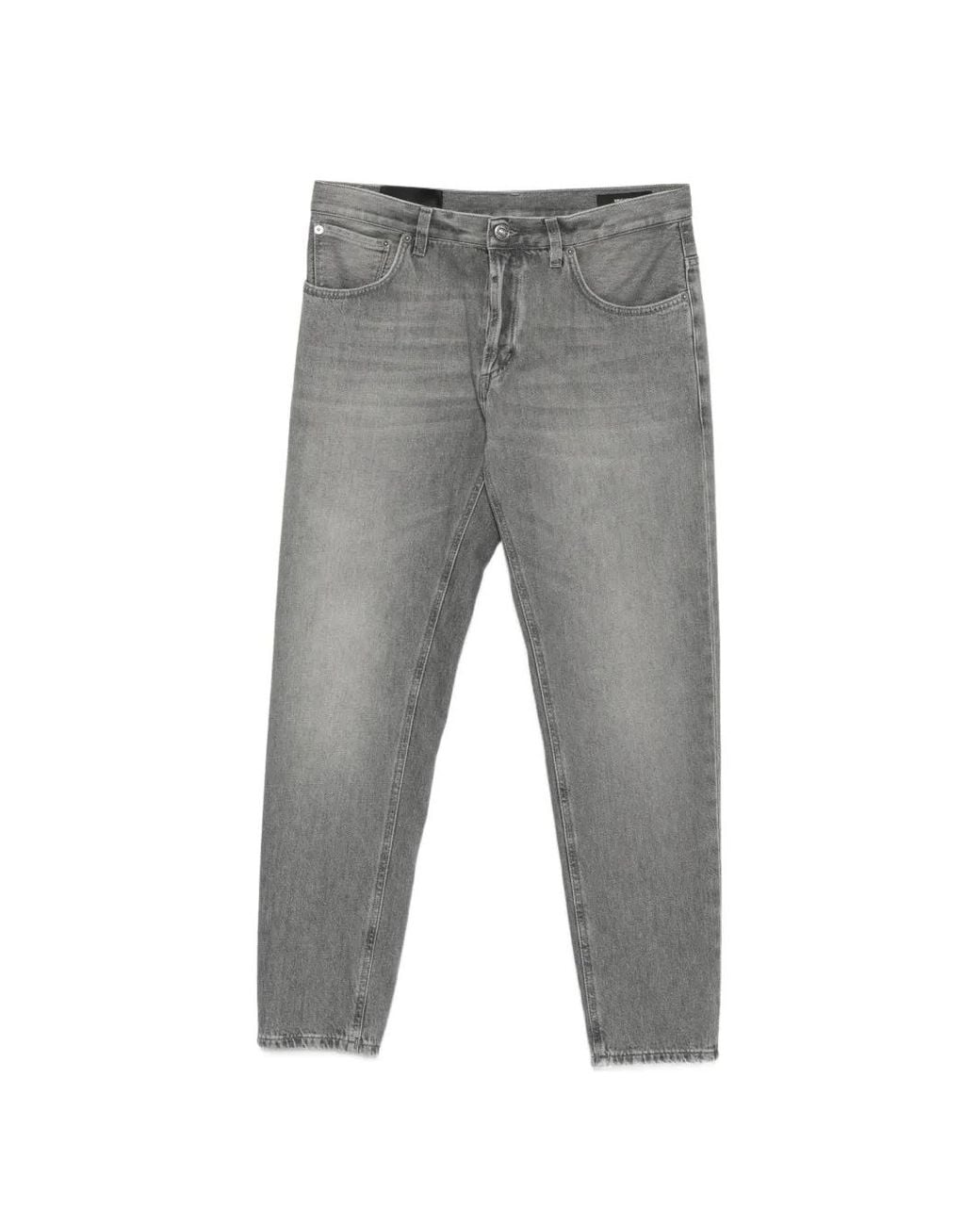 Dondup Gray Faded Whiskered Jeans for men