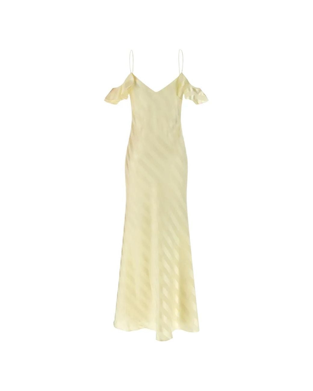 Self-Portrait Yellow Satin Striped Dress